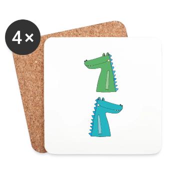 Crocodiles double - Dessous de verre (lot de 4) - blanc - Devant