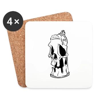 Skull spray can - Coasters (set of 4) - white - Front