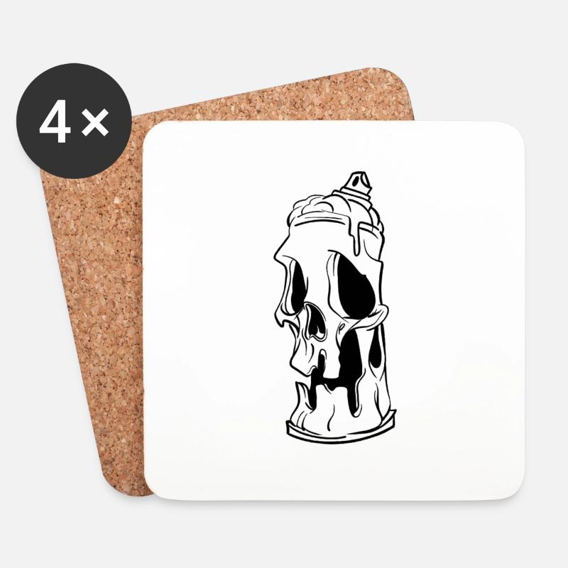 Skull spray can - Coasters (set of 4) - white