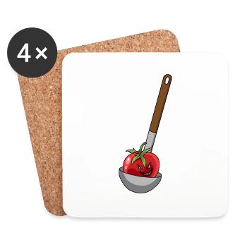 Suppenkelle Tomaten Tomate Koch Köche Köchin - Untersetzer (4er-Set) - Weiß - Vorne