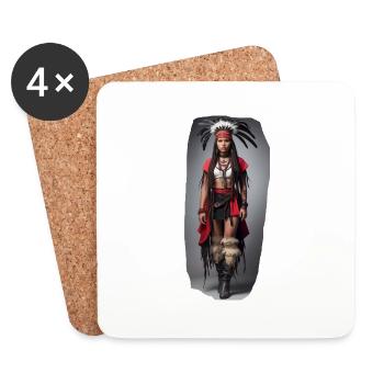 Fille indienne - Dessous de verre (lot de 4) - blanc - Devant