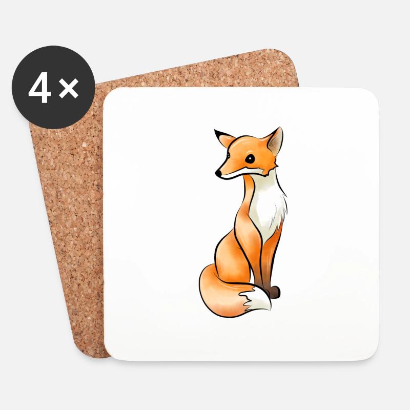 Fox - Coasters (set of 4) - white