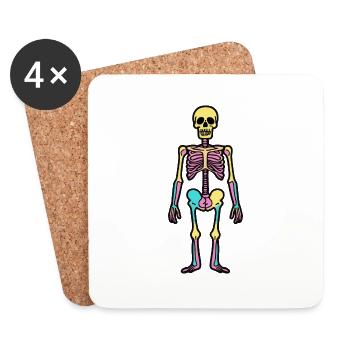 Skelett Comic Halloween Symbol - Untersetzer (4er-Set) - Weiß - Vorne