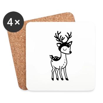 Deer - Coasters (set of 4) - white - Front