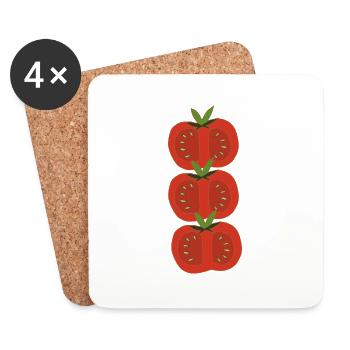 tomaten 3fach rot - Untersetzer (4er-Set) - Weiß - Vorne