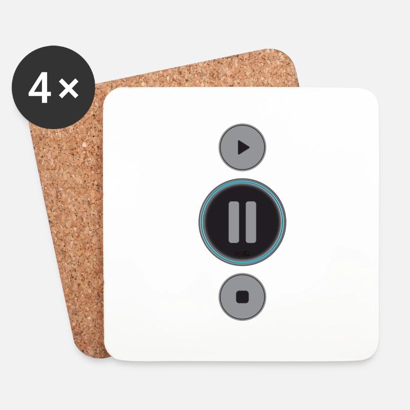 Musik Play Pause Stop Knöpfe Auszeit Geschenk Ruhe - Untersetzer (4er-Set) - Weiß