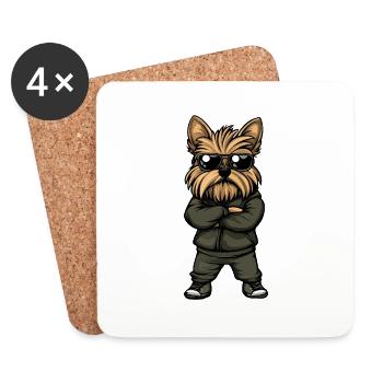 Yorkshire Animal Chien Bande dessinée - Dessous de verre (lot de 4) - blanc - Devant