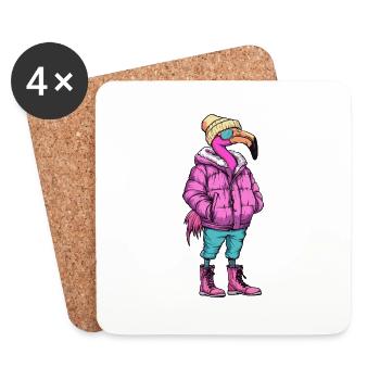 Flamingo Mode Hiver - Dessous de verre (lot de 4) - blanc - Devant