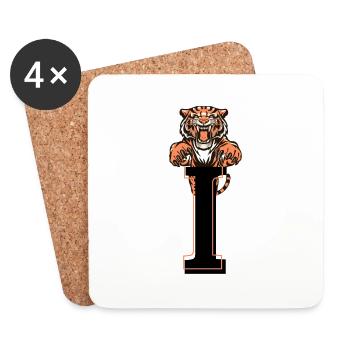 Letter i tiger - gift idea - Coasters (set of 4) - white - Front