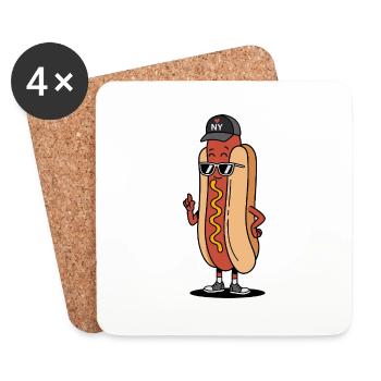 New York Hot Dog Attitude - Dessous de verre (lot de 4) - blanc - Devant