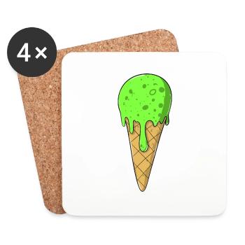 cream | Green Cream Cream | IceCream - Coasters (set of 4) - white - Front