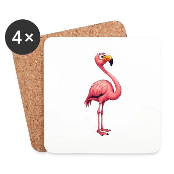 Flamingo lustig Flamingo Kostüm tropisch - Untersetzer (4er-Set) - Weiß - Vorne