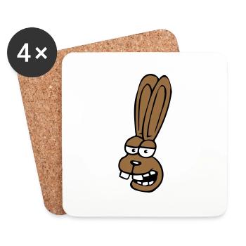 Hase Kaninchen Häschen Cartoon albern Hasenzähne - Untersetzer (4er-Set) - Weiß - Vorne