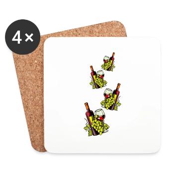 Wine Glass Grapes Wine - Coasters (set of 4) - white - Front