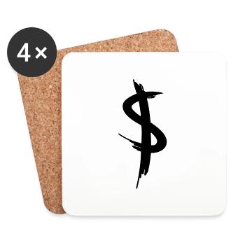 Grafitti Dollar Sign - Coasters (set of 4) - white - Front