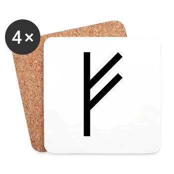 Fehu Wikinger Rune schwarz - Untersetzer (4er-Set) - Weiß - Vorne