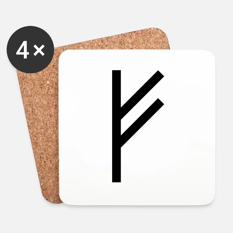 Fehu Wikinger Rune schwarz - Untersetzer (4er-Set) - Weiß