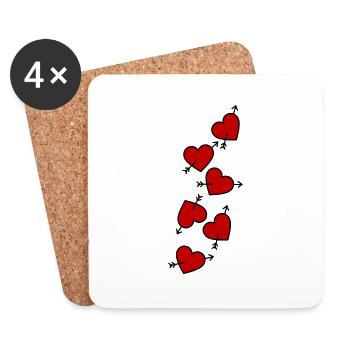 Herzen Pfeil Herz Liebe - Untersetzer (4er-Set) - Weiß - Vorne