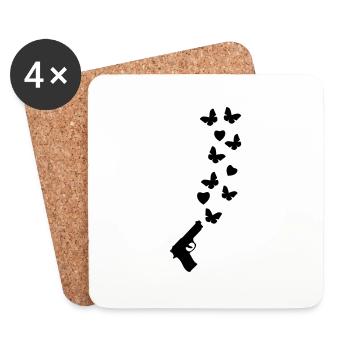 peace_gun1 - Dessous de verre (lot de 4) - blanc - Devant