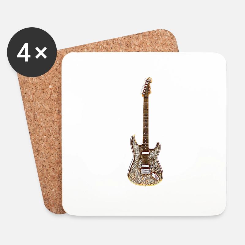 E-Gitarre - Untersetzer (4er-Set) - Weiß