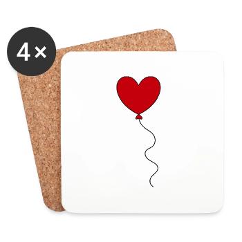 red heart red hearts red balloon balloon - Coasters (set of 4) - white - Front
