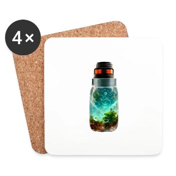 Flasche Natur - Untersetzer (4er-Set) - Weiß - Vorne