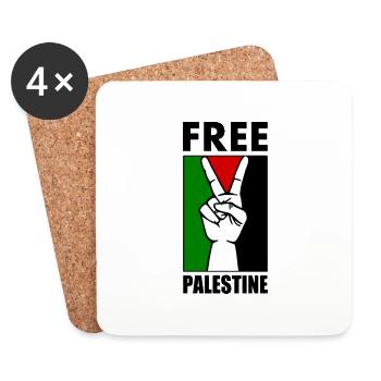 Free palestine - Dessous de verre (lot de 4) - blanc - Devant