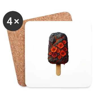 Glace de lave surréaliste avec fleur - Dessous de verre (lot de 4) - blanc - Devant