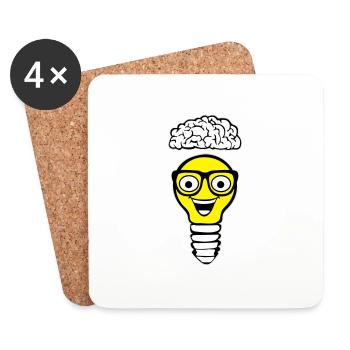 Ampoule nerd et cerveau - Dessous de verre (lot de 4) - blanc - Devant