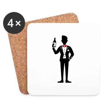 Enterrement de vie de garçon de l’équipe du marié - Dessous de verre (lot de 4) - blanc - Devant