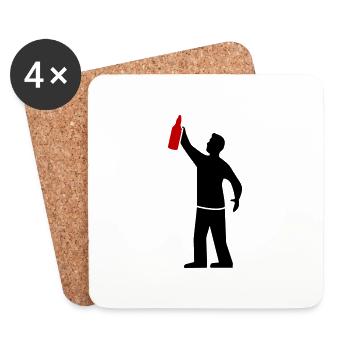 Boire de la bière de fête - Dessous de verre (lot de 4) - blanc - Devant