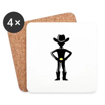 Cow-boy - Dessous de verre (lot de 4) - blanc - Devant