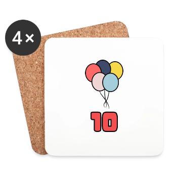 10. 10 ANS. 10e ANNIVERSAIRE. ANNIVERSAIRE 10 ANS. - Dessous de verre (lot de 4) - blanc - Devant