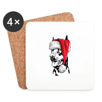 Santa Dobermann Weihnachten Hunde Wilsigns - Untersetzer (4er-Set) - Weiß - Vorne