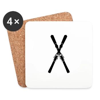 Ski ski ski motif pour skieurs - Dessous de verre (lot de 4) - blanc - Devant