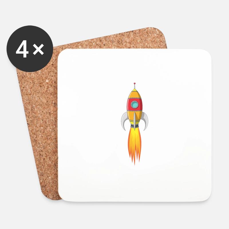Launching rocket - Coasters (set of 4) - white