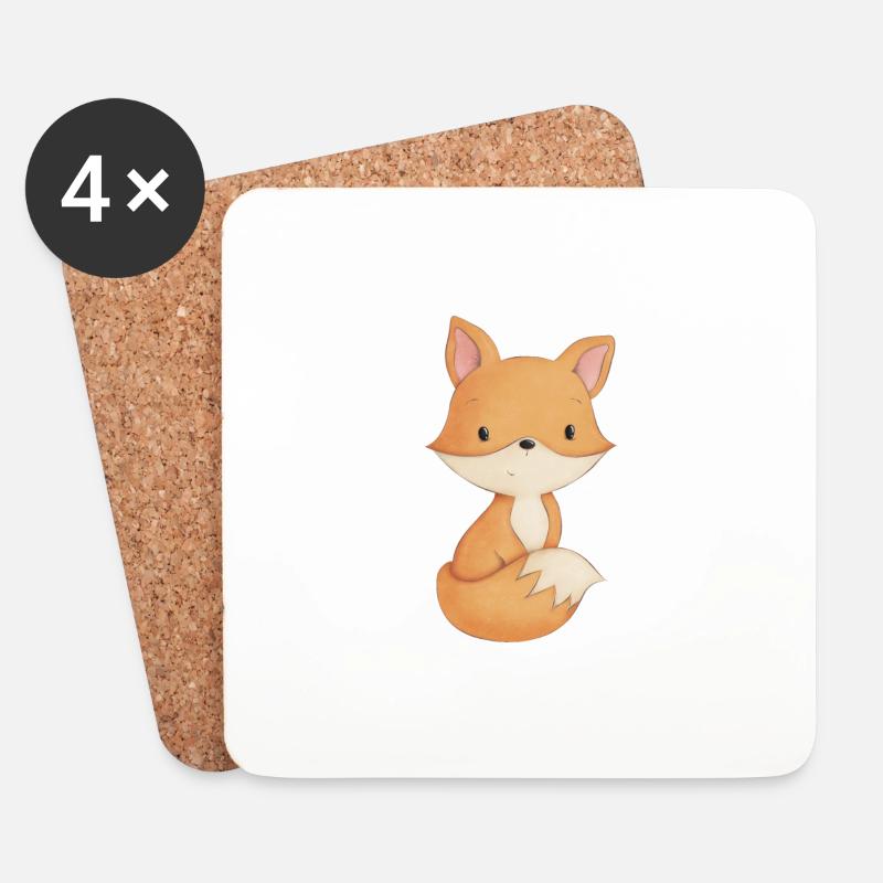 Baby Fuchs - Untersetzer (4er-Set) - Weiß