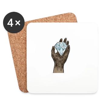 Diamant en Main Minimaliste - Dessous de verre (lot de 4) - blanc - Devant