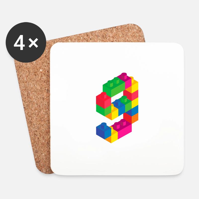 Nettes Blockgebäude 9. Geburtstagsgeschenk 9 Jahre alt - Untersetzer (4er-Set) - Weiß