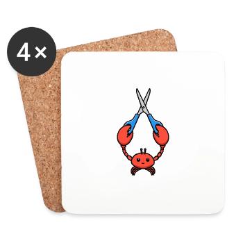 Comic Lobster Krebs Hummer Languste blaue Schere - Untersetzer (4er-Set) - Weiß - Vorne
