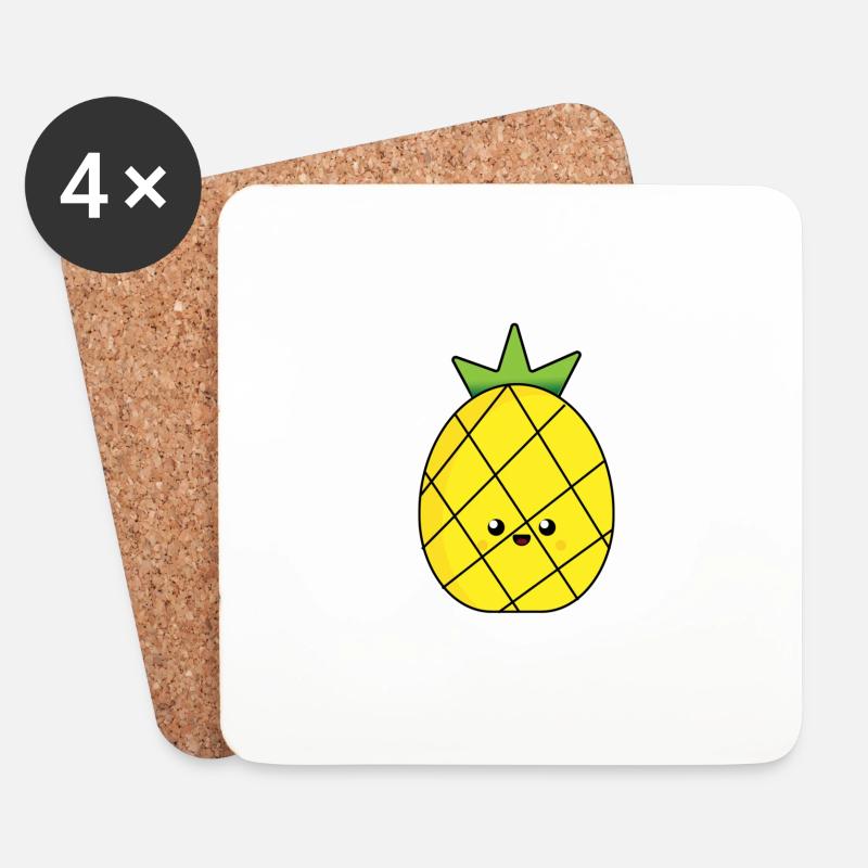 Ananas - Untersetzer (4er-Set) - Weiß