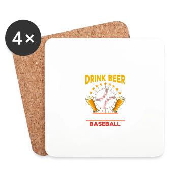 Buvez de la bière et regardez le baseball -bi - Dessous de verre (lot de 4) - blanc - Devant