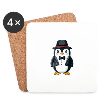 Süßer Pinguin Agent - Untersetzer (4er-Set) - Weiß - Vorne