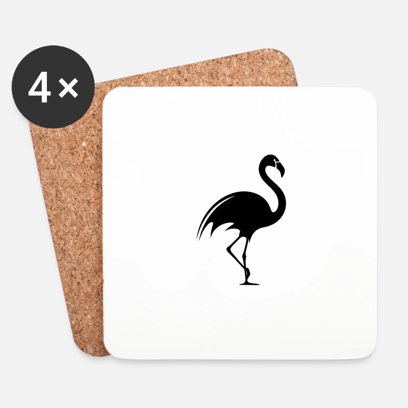 Flamingo - Untersetzer (4er-Set) - Weiß