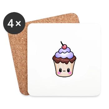 Cupcake à manger ! - Dessous de verre (lot de 4) - blanc - Devant