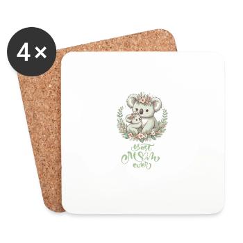 Meilleure maman jamais Koala embrasser Couronne de fleurs - Dessous de verre (lot de 4) - blanc - Devant