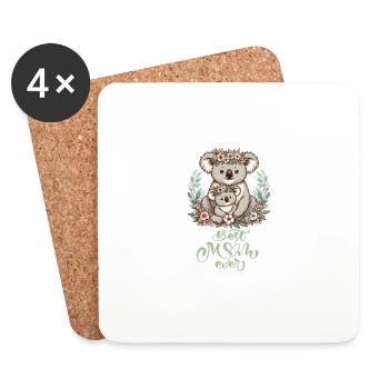 Meilleure maman jamais Koala embrasser Couronne de fleurs - Dessous de verre (lot de 4) - blanc - Devant