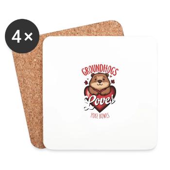 Les marmottes aiment les bols Poke Delight - Dessous de verre (lot de 4) - blanc - Devant