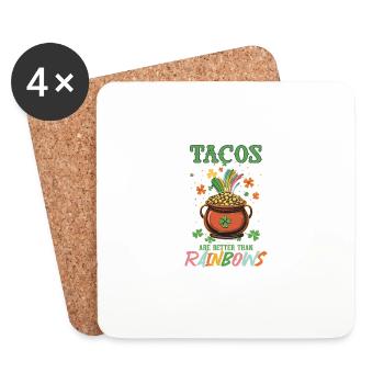 St. Patricks Day Tacos sind besser als Regenbögen - Untersetzer (4er-Set) - Weiß - Vorne