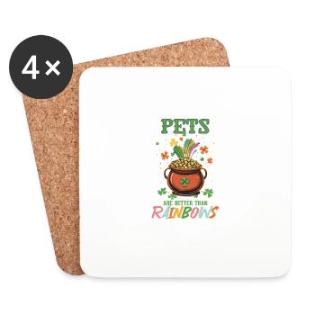 St Patricks Day Pets Better Than Rainbows - Coasters (set of 4) - white - Front
